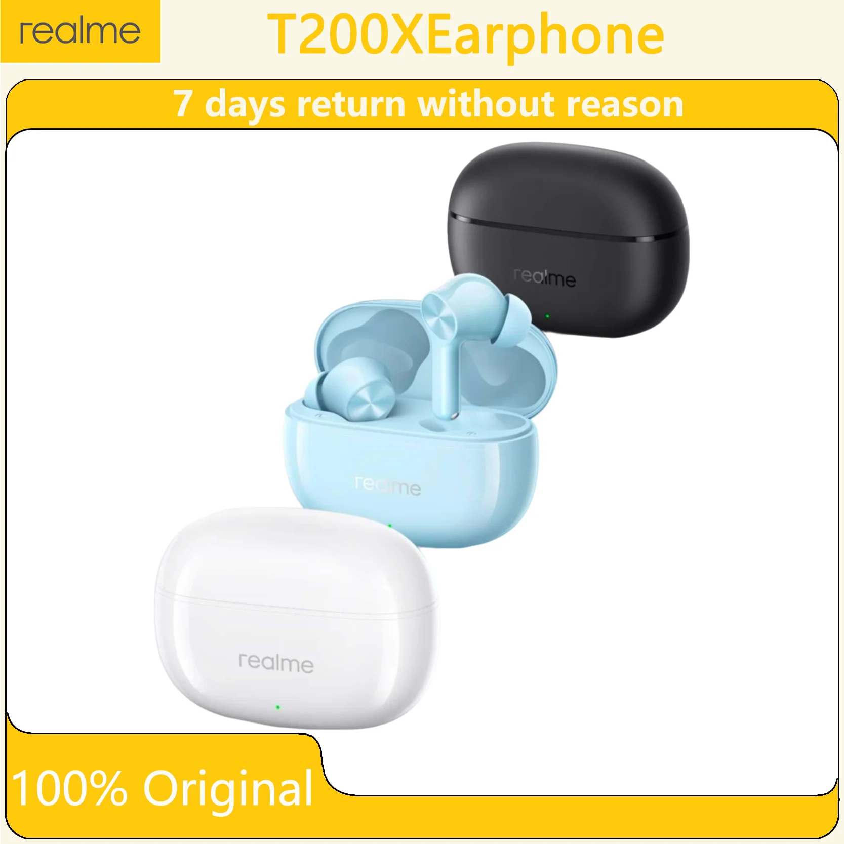 

Оригинальная Bluetooth-гарнитура Realme Buds T200x с активным шумоподавлением, супер прочная, водонепроницаемая и пыленепроницаемая Bluetooth