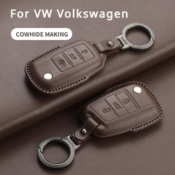 Leather Car Flip Key Case Cover For VW Volkswagen Golf 7 MK7 Tiguan MK2 T-roc T-cross Skoda Octavia Kodiaq Karoq Seat Ateca Leon