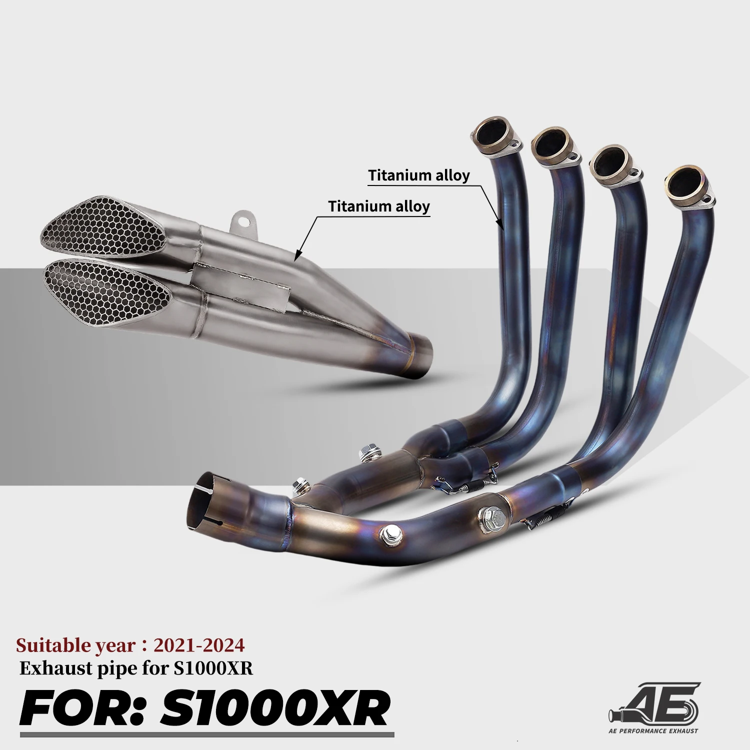 

Для S1000XR 2021-2024 Race RS Full Ti. Модифицированная выхлопная система для мотоцикла из сплава с двойным выходом и сетчатым глушителем S1000XR ECXHAUST