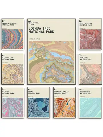 Topographic Contour Map Wall Art US National Parks Series Poster Channel Islands Mount Rainier Minimalist Print Classroom Decor