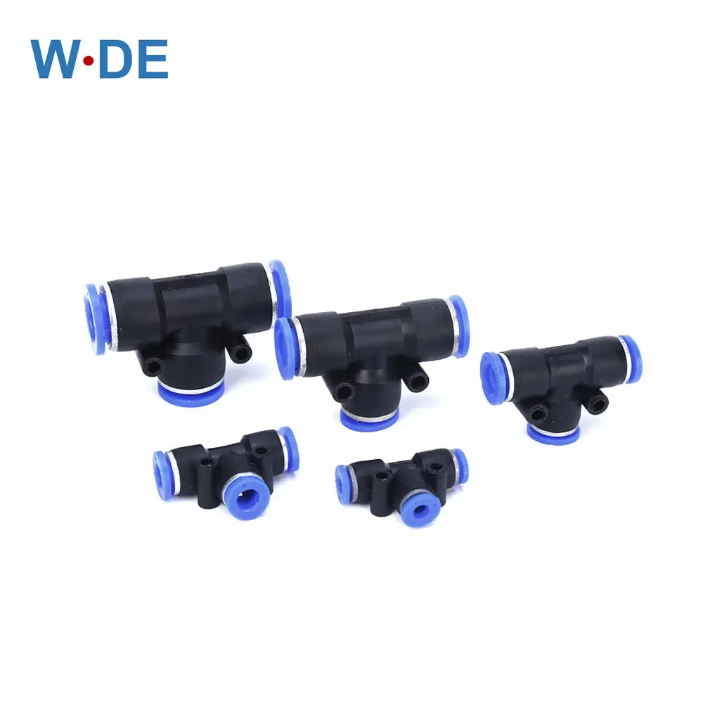 Pneumatic Fittings PE Connector 4-16mm OD Hose Plastic Push In Quick Connector Air Fitting Plumbing For Air Water Tube T Shape