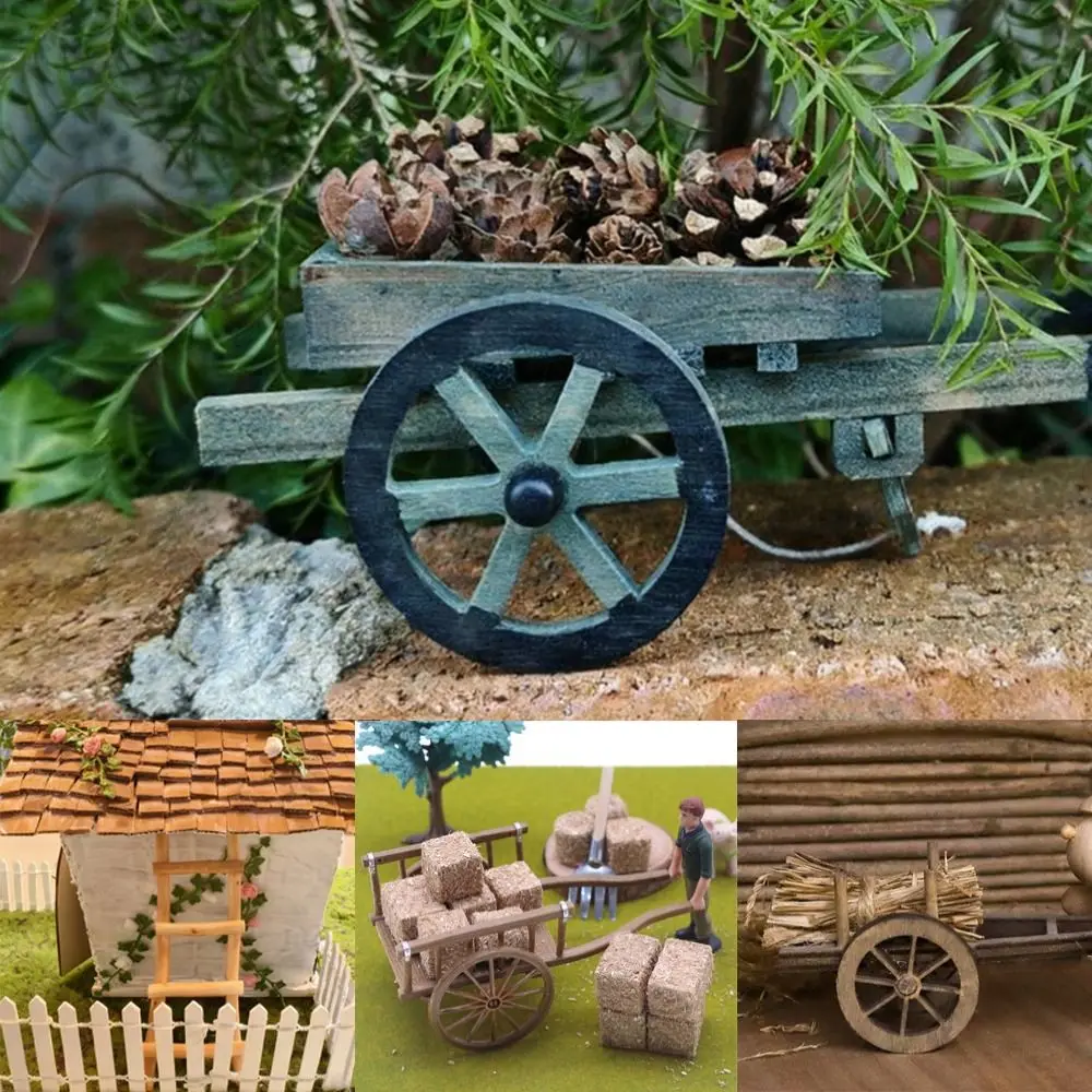 Nuevo Casa de muñecas a escala 1:12, pila de leña, Mini carro multiestilo, modelo de escena, Micro paisaje, decoración de jardín de hadas