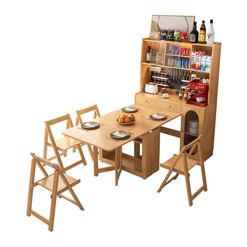 

Japanese log style full solid wood folding dining table