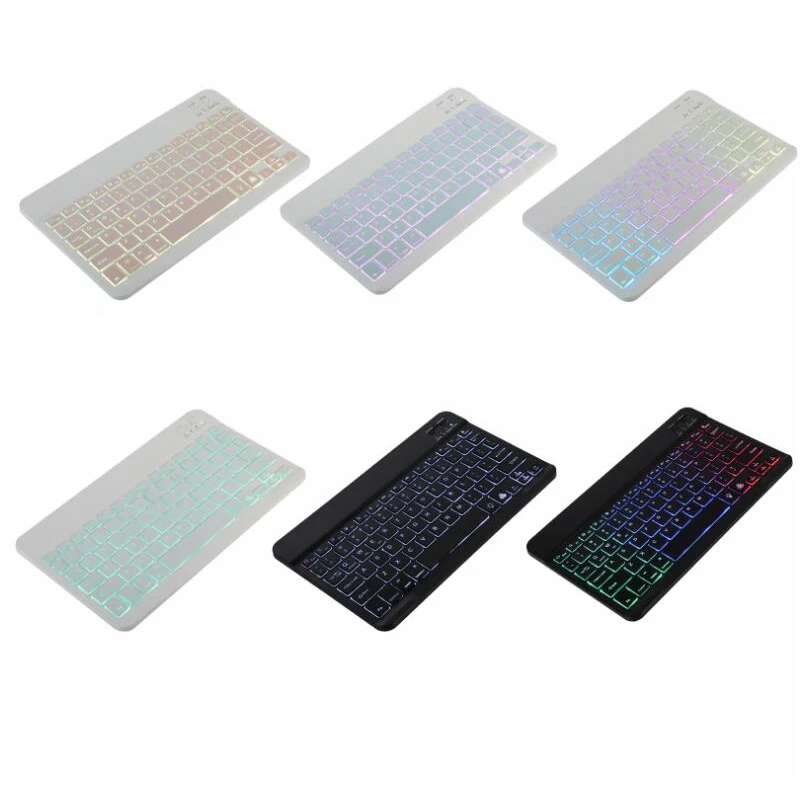 7 بوصة 10 بوصة رقيقة جدا المحمولة RGB الخلفية لوحة المفاتيح اللاسلكية لباد آيفون سامسونج شاومي الوسادة 5 الهاتف المحمول اللوحي