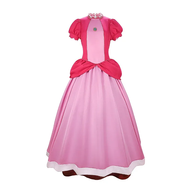 Game Princess Peach Cosplay Costumes Pink Dress Uniform Halloween Carnival Outfit For Women Girls