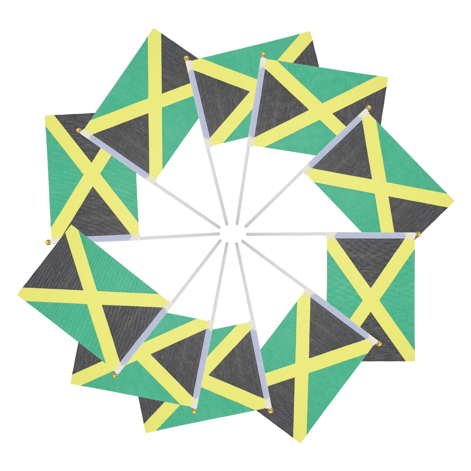 100 قطعة من أعلام جامايكا المحمولة، أعلام حفلات جامايكية صغيرة صغيرة على عصا للاحتفالات، علم جامايكا، حفلة جامايكية