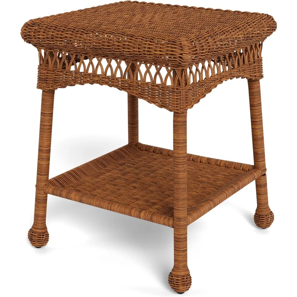 

Outdoor Portside Wicker Side Table, Amber