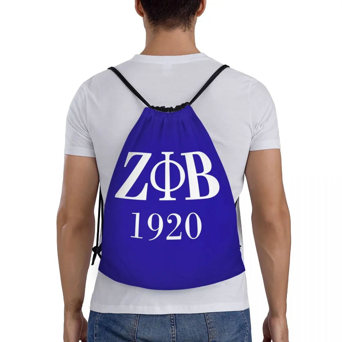 Zeta Phi Beta Sorority Logo Drawstring Backpack Sports Gym Bag for Women Men Greek Letter 1920 Training Sackpack