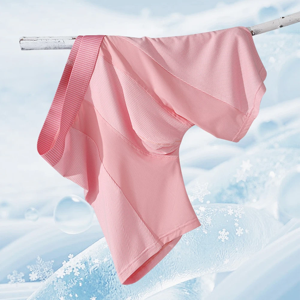 

Men Ribbed Ice Silk Elastic Mesh Long Legs Trunks Sports Sexy Lingerie Bulge Pouch Men's Clothing Boxer Short Underpants Men