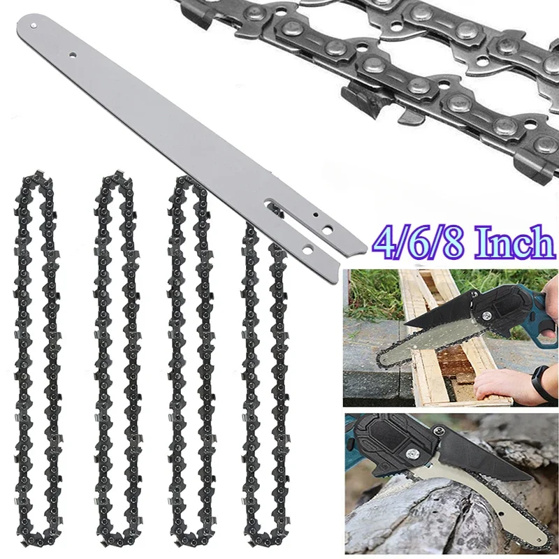 

Mini Chainsaw Chain 1/4" Pitch .043" Gauge 28/37/48 DL Electric Chainsaw Chain Guide Plate 4/6/8 Inch Saw Blade Pruning Chain