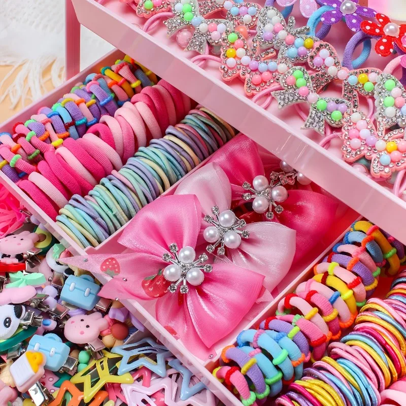 546-teiliges Set Hochelastische Haarschmuck-Accessoires Schonende Haarbänder Bunte Haarklammern für Mädchen und Kinder – Detail 5