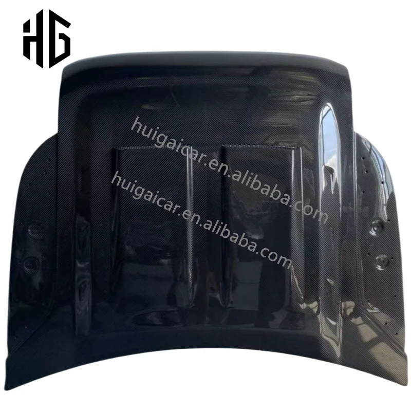Upgrade to Kahn Style Real Carbon Fibre Front Hood Car Bonnet Cover for 2020-2023 Land Rover Defender 90 110 130 Engine Hood