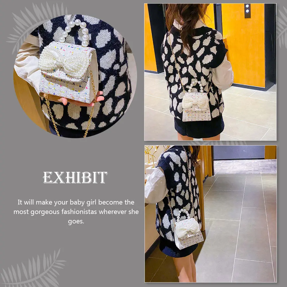 

Cotton Linen Pearl Bowknot Kids Crossbody Bag Toddler Shoulder Purse Small Bag Lightweight Storage Baby Girl Gift
