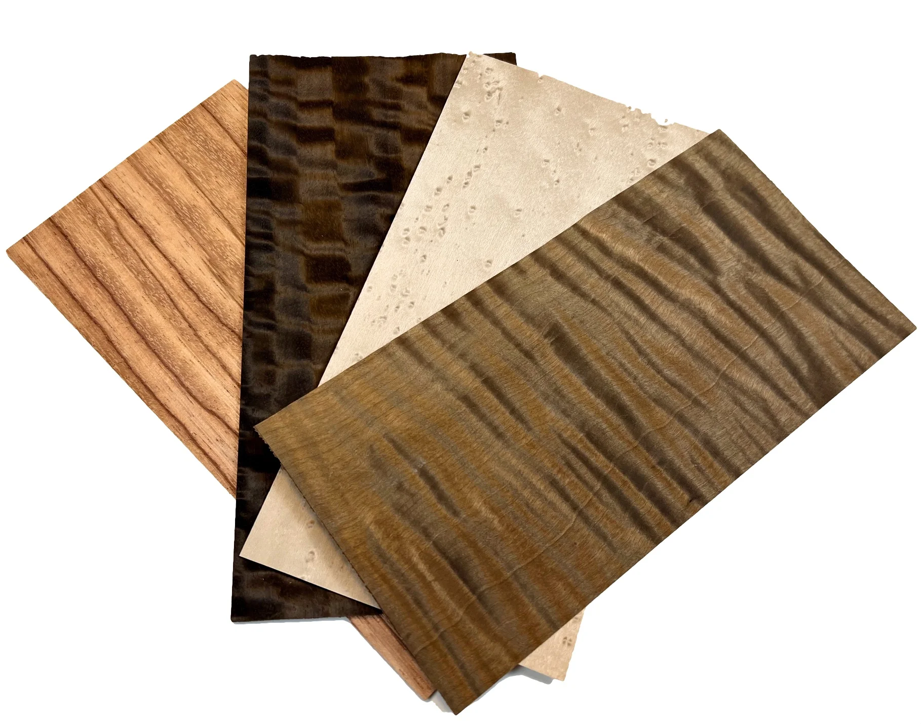 4pieces 20x10cm T:0.4-0.5mm Mixed Smoked Eucalyptus Maple  Wood Veneer Pack Marquetry Inlay Veneer Art Material