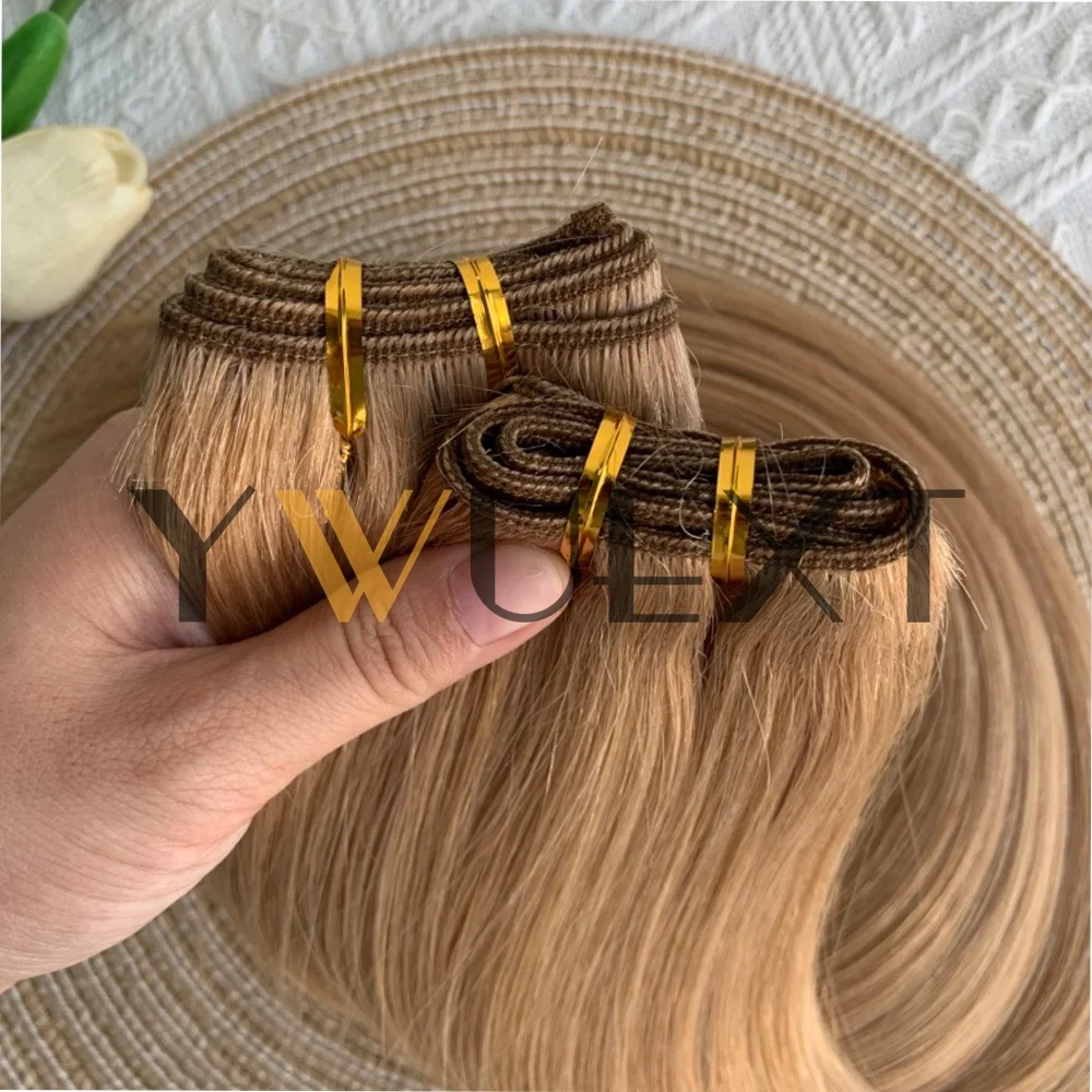 Honey Gold Sew In Hair Extensions Real Human Hair 12''-22'' Remy Weft Straight Human Hair 50g/pack Bundles Hand Tied Double Weft Hair 7 Colors Available