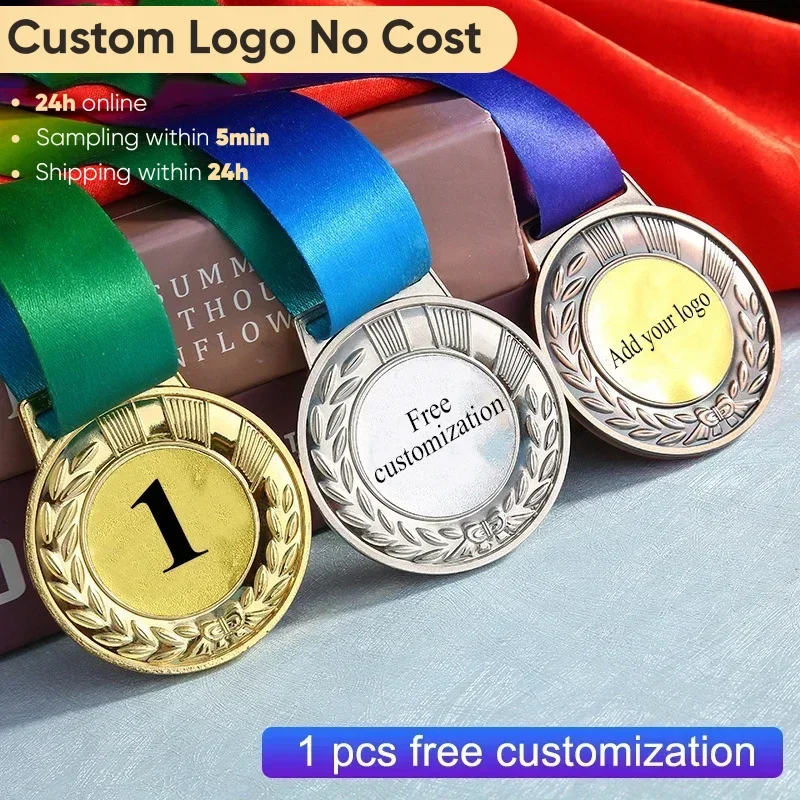 6.5cm Metal Medals Award Sports Class Rewards Free Customized Printed or Engraved LOGO Medal Award For Competitions Souvenir