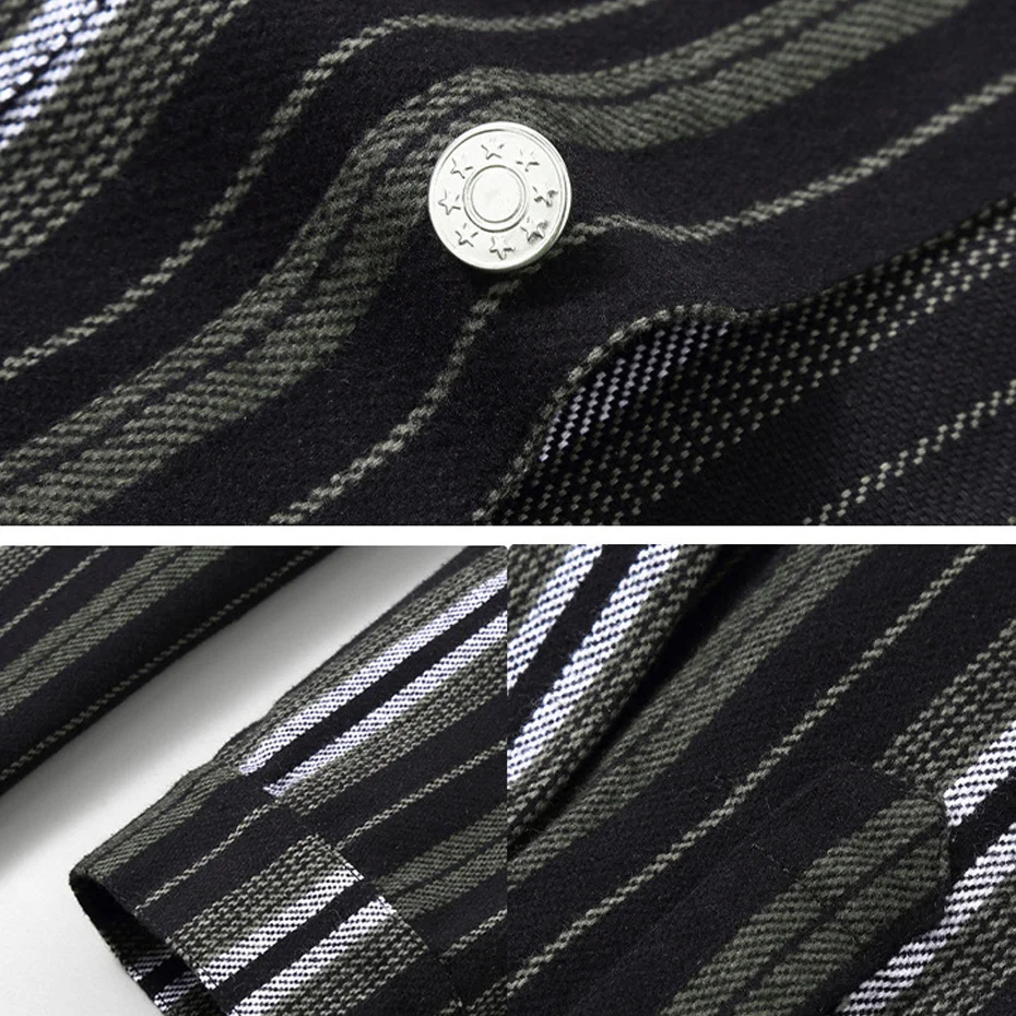 Vintage Stripe Jacket Men 11XL 10XL Plus Size Cargo Jacket Coat Spring Autumn Stripe Jackets Male Big Size Outerwear