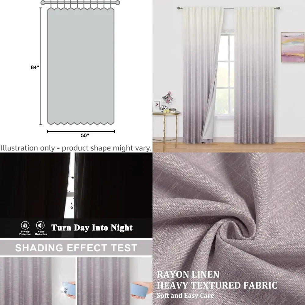 

Двухцветные фиолетовые плотные шторы с эффектом омбре, 84-градутные лавандовые шторы для спален и гостиных, ширина 50 x 84 длина