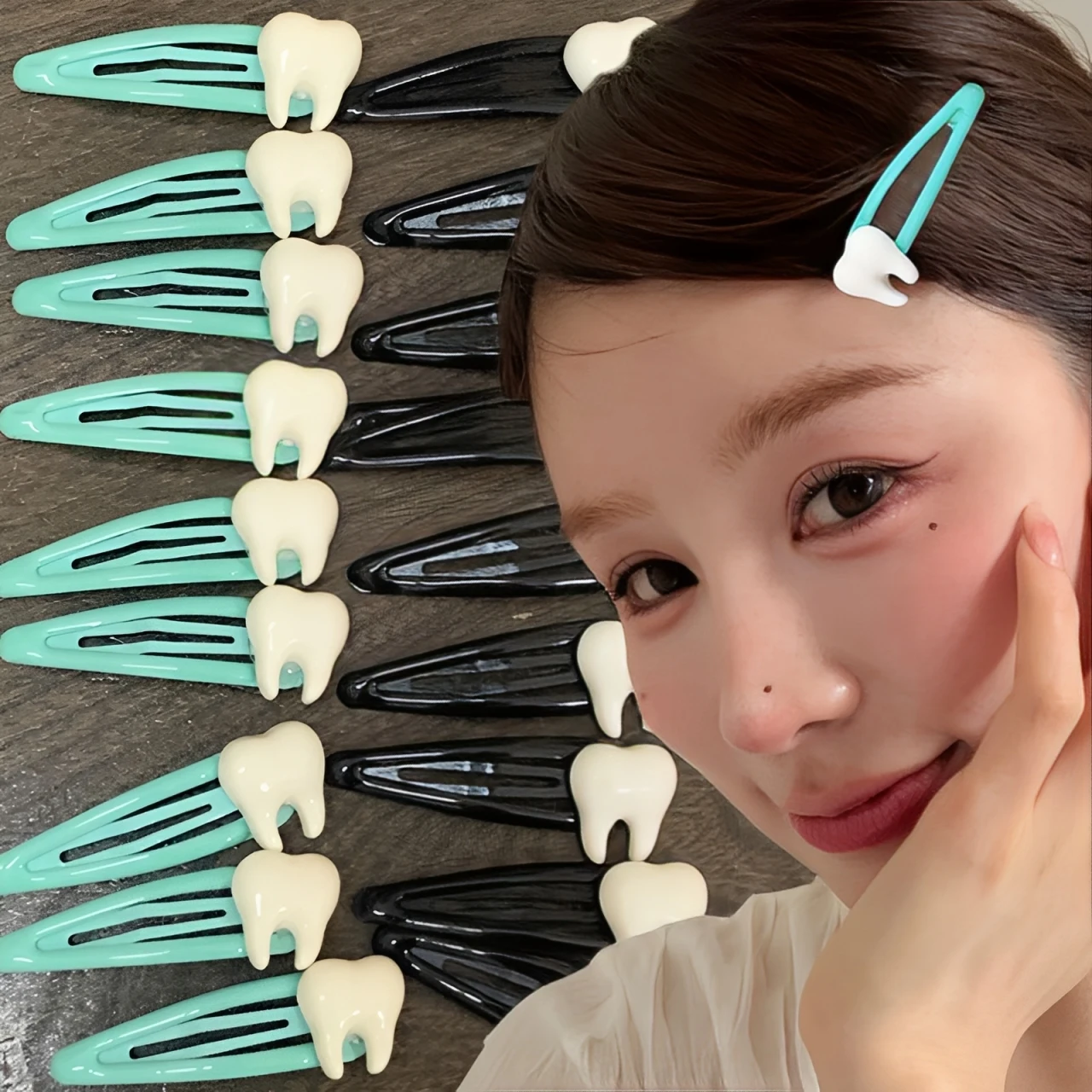 

2/8pcs Tooth Clip Hairpin Y2K Girls Ornaments Headdress Hair Accessories Harajuku Barrettes Clip Bangs Hairpin