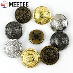 10Pcs Meetee 12-30mm Metal Button Retro Hollow Copper Coat Jacket Shank Buttons DIY Clothing Decoration Buckle Sewing Accessory