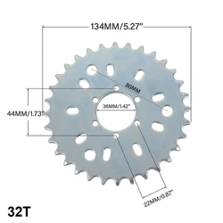 32T Wheel Sprocket 32 Tooth Fit 49cc 50cc 66cc 80cc Motorized Bicycle Bike Moped Fit 415 chain 9 Hole Sprocket Mount Kit Parts