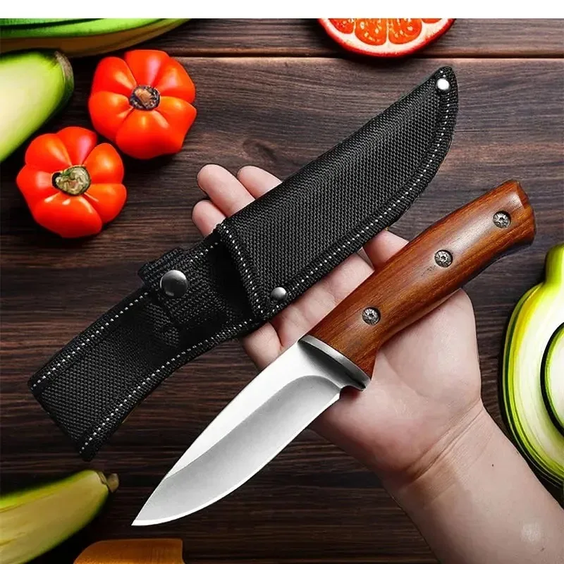 Gu Dao Outdoor Camping Hunting Knife Barbecue Knife Jungle Survival High Hardness Straight Knife Practical Multi purpose Knife