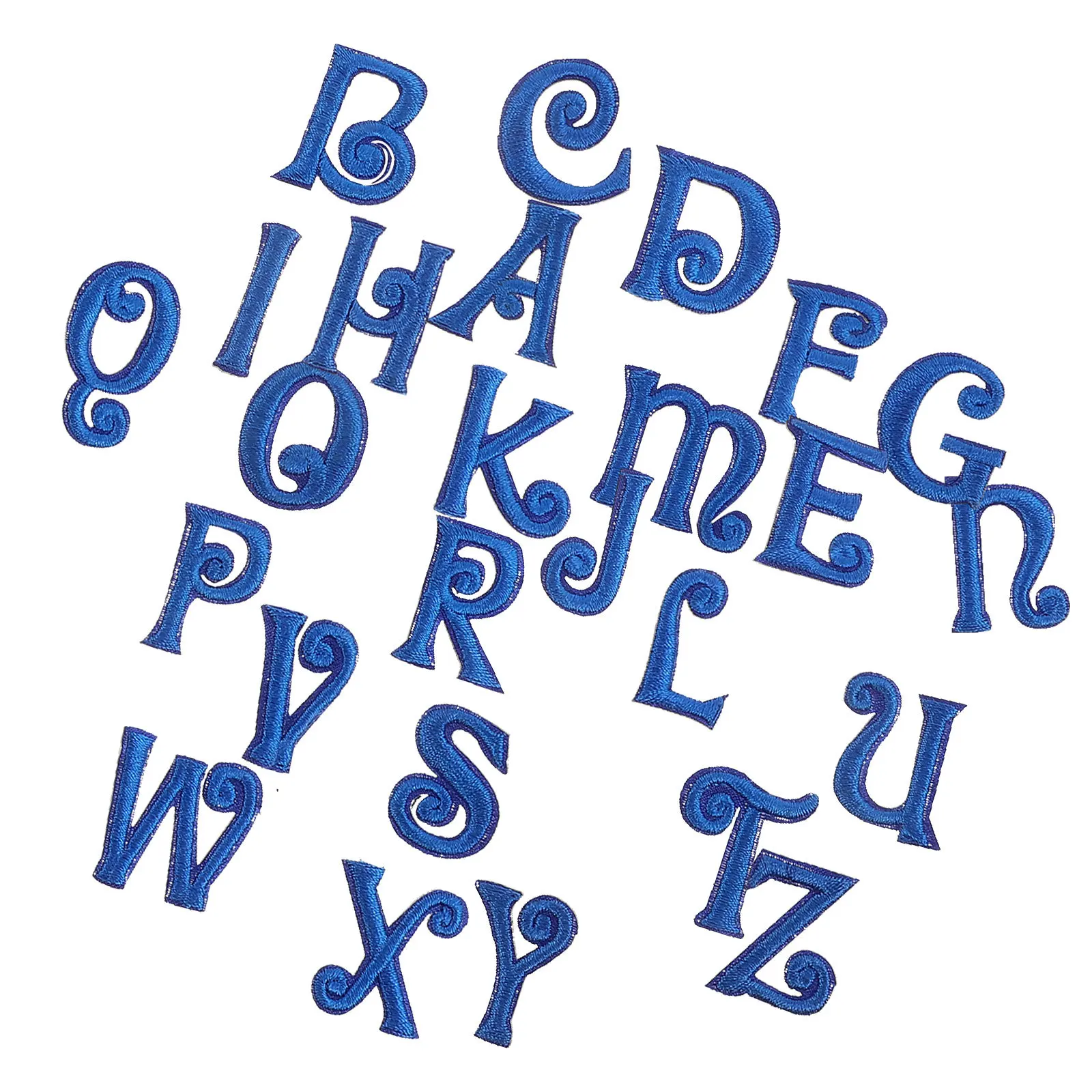 

26Pcs Blue Alphabet Patches Embroidery Stickers Heat Sealant Backing DIY Clothing Decoration Letter Patches Embroidery Patch