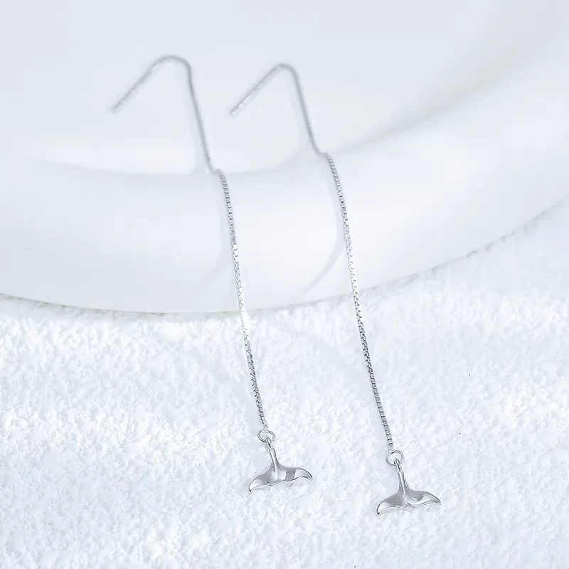 

Лидер продаж, серьги с рыбьим хвостом из стерлингового серебра 925 пробы, корейская версия, модный простой элегантный подарок для девочек, серьги для женщин