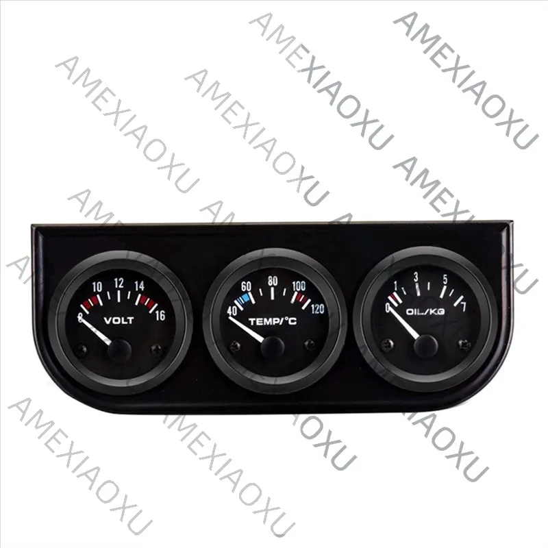

AMEXIAOXU Three-In-One Triple Meter Car Instrument Water Temperature Oil Pressure Voltage 2 Inches 52MM With Sensor