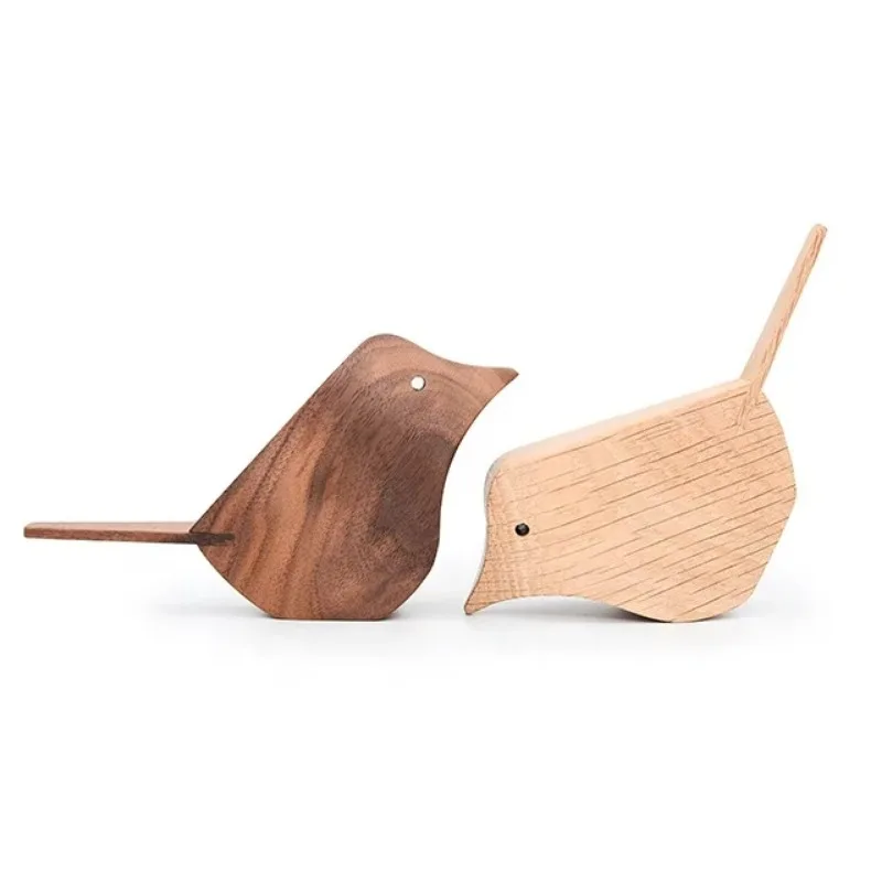 Solid wood crafts for ideas home decore crafts Walnut and Oak material carved little bird for Living room decor