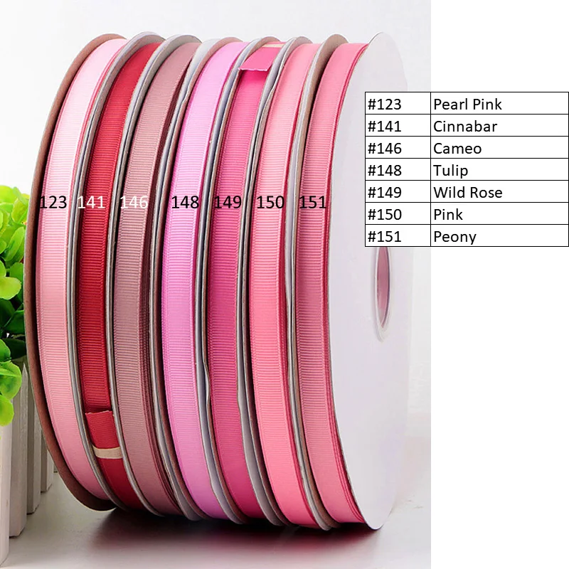 100Yards 6/9/13/16/19/25/38mm Pink Grosgrain Ribbon High Quality 100% Polyester Fabric Ribbon for Crafts Hair Bows Making