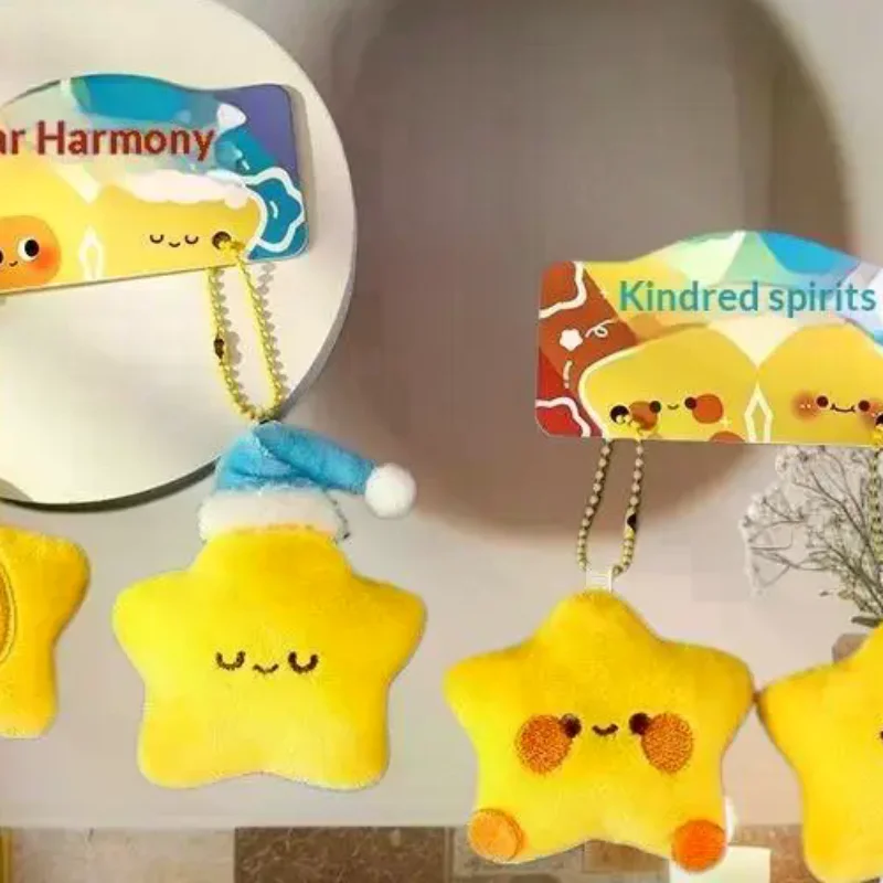 

Cute Plush Stars Keychain Fluffy Soft Fun Backpack Bag Pendant Practical Yellow Charms Gifts For Kids Jewelry Accessories
