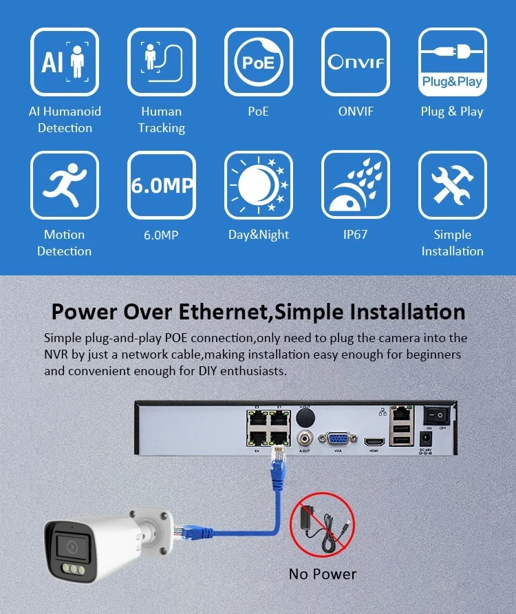 8 Channel Outdoor Two Way Audio Full Color Night Vision Poe Nvr Kit Cctv Ip Home Camera Security System 4K 8MP