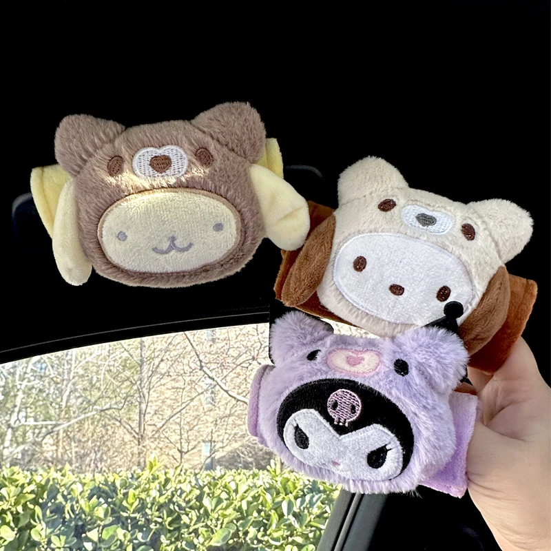 

Cartoon Kuromi Car Roof Armrest Covers Soft Sanrio Cute Melody Car Roof Handle Cover Auto Interior Car Accessories Interior Gift