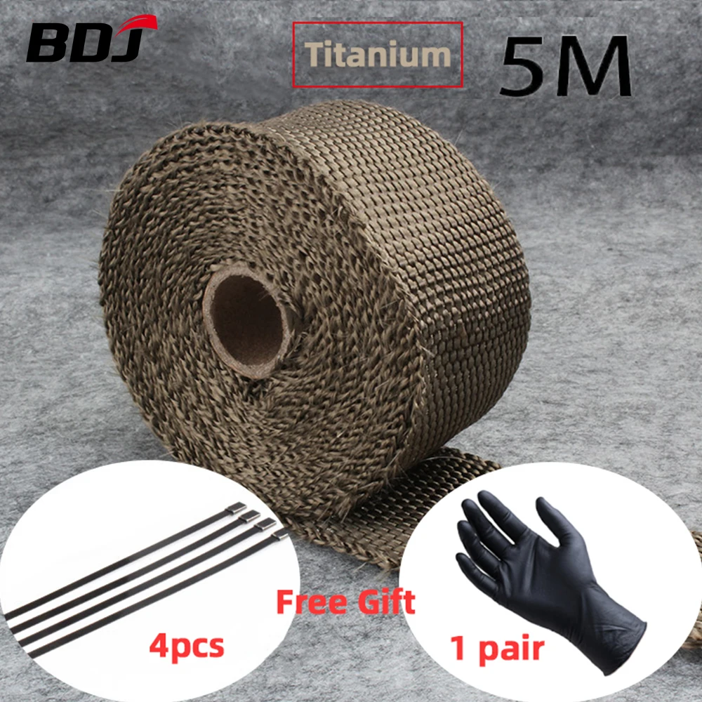 BDJ Motorcycle Car Exhaust Thermal Tape Roll Fiberglass Heat Shield Header Pipe Heat Wrap Tape Protection Pipe Insulat