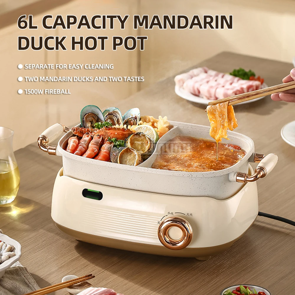 家庭用電気鍋マシン 6L ダブルフレーバー調理鍋ポータブルマルチクッカー Panelas De Cozinhar