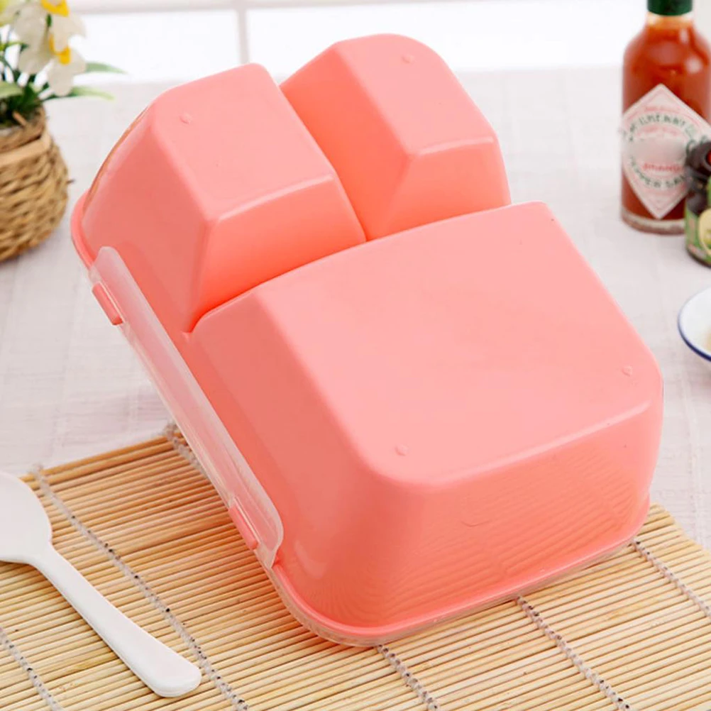 

1 Pc Food Grade PP Lunch Box Rectangular Partition Sealed Lunch Box Food Container With Spoon for Students Workers ( Color)