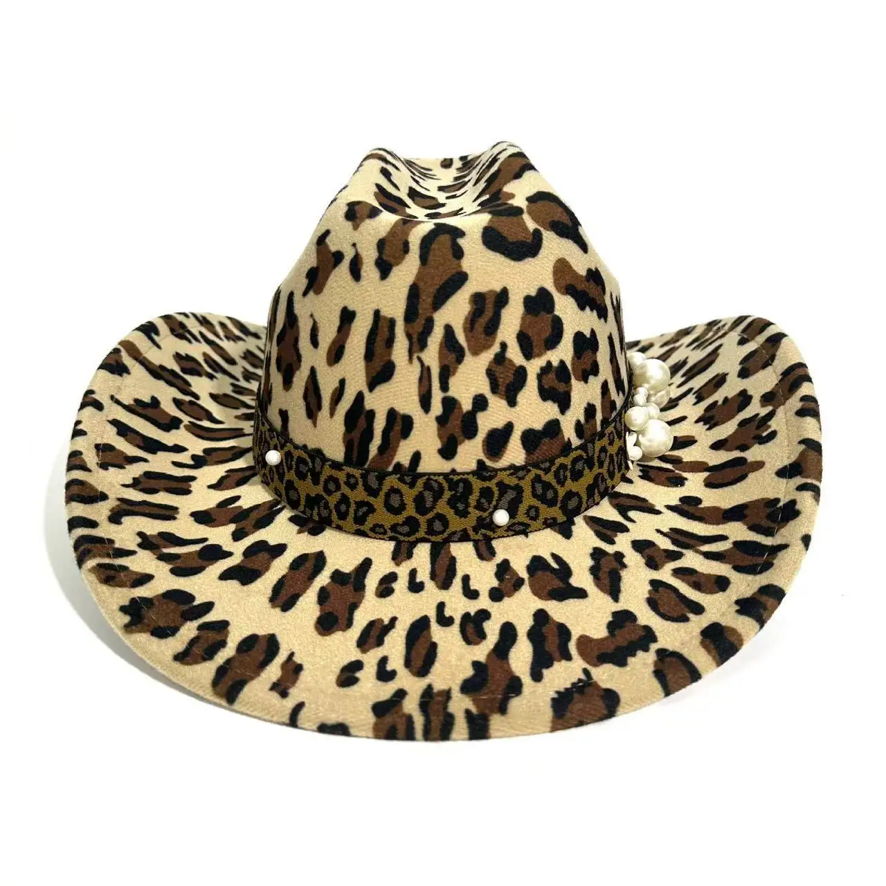 

HongLuan Yellow Leopard Felt Top Hats, Bohemian Fedora Cowboy Hat Woman, Cowboy Accessories & Party Caps for Man Original