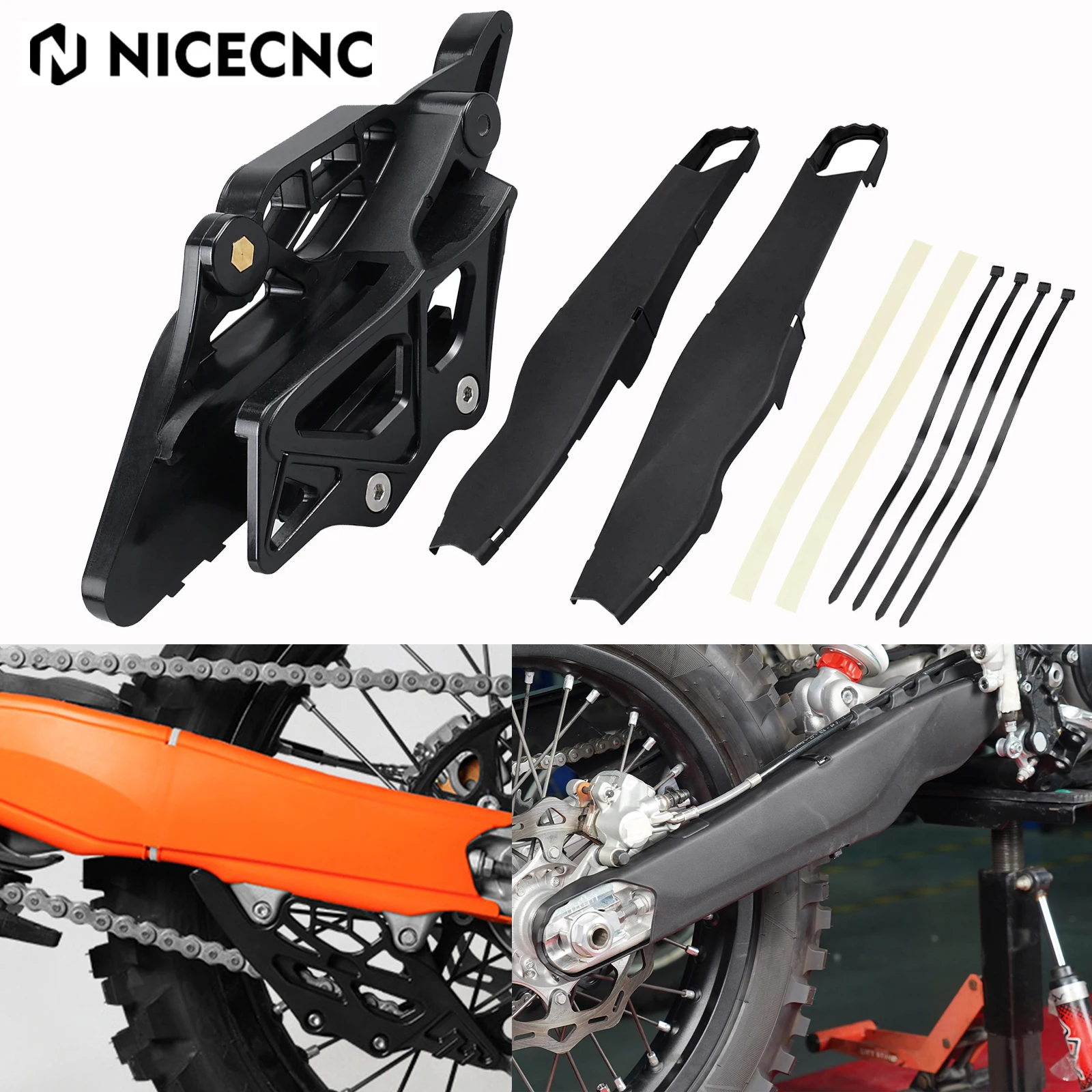 

NICECNC For 2024 KTM EXC 300 SX 250 SX-F 350 EXC-F 500 For Husqvarna TE300 GASGAS EC300 Swingarm Protectors & Rear Chain Guide