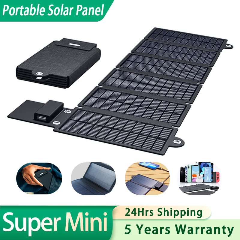 Mini Portable Solar Panel with USB Port Foldable Solar Charger for Camping Hiking Compatible with iPhone iPad Xiaomi iwatch