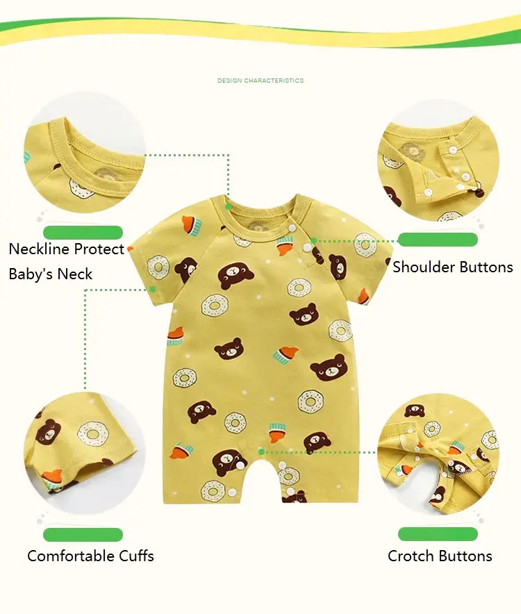 Neugeborenen-Babykleidung Junge Mädchen Babykleidung Baumwoll-Body Sommer Kurzarm-Strampler Säugling Kleinkind Schlafanzug – Detail 2