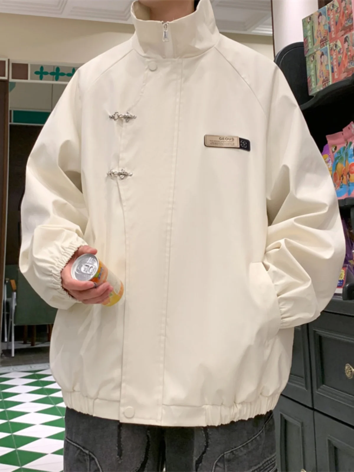 

Весенняя повседневная длинная куртка с воротником свека на молнии, мужская модная рабочая одежда, универсальная уличная одежда в американском стиле High Street Aircrt Bu...