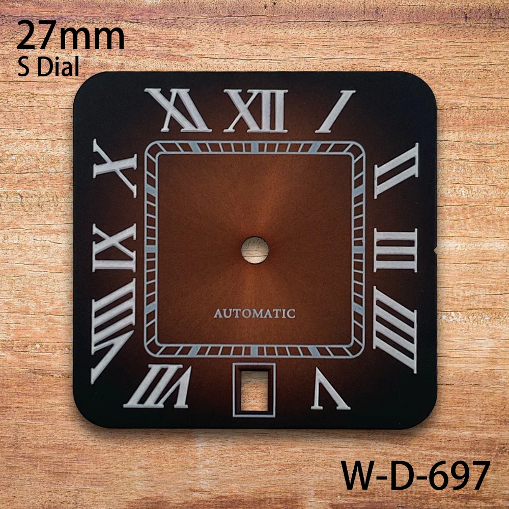 27Mm S Logo Persegi Dial Roma Cocok NH35/NH36/4R/7S Gerakan Otomatis Cocok Jam 6 Aksesori Modifikasi Jam Tangan 3/3.8/4 Jam