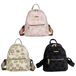 Fashion Flower Print Pure Small Backpack for Girls Casual Soft Canvas School Bag