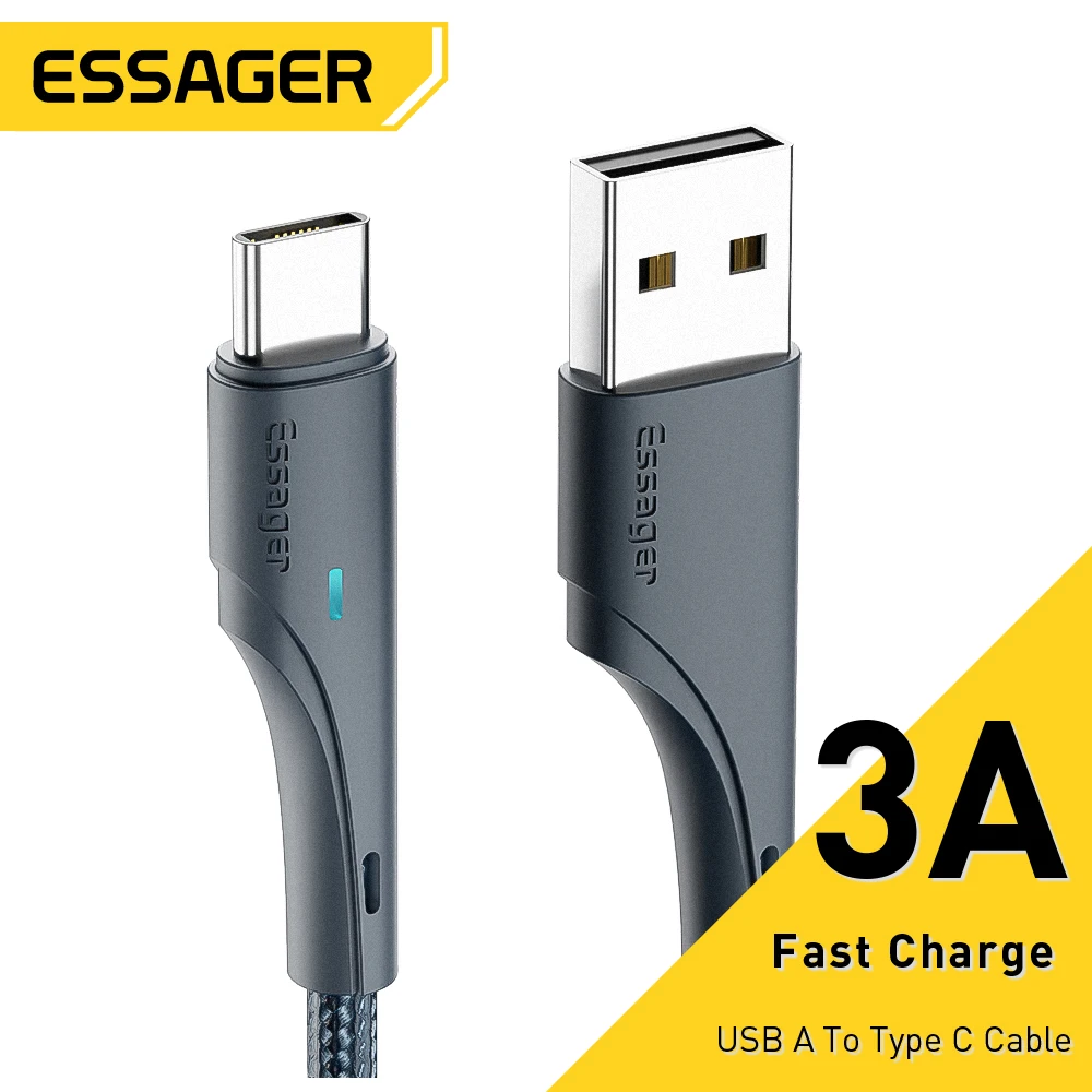 Essager USB Type C Cable 3A Fast Charger for Xiaomi Redmi Samsung Huawei USB C CableC Date Wire Mobile Phone Charging Cable Cord