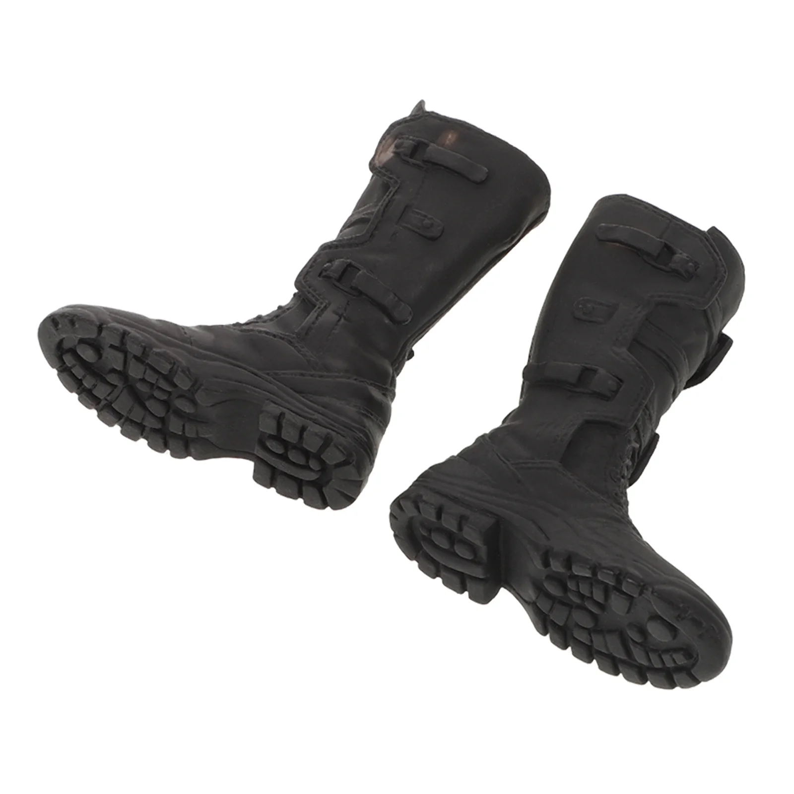 

1 пара миниатюрных черных сапог для фигурок в масштабе 1/6, сапоги для солдатиков с прямой вставкой, прочная пластиковая обувь для экшн-фигурок, мужские