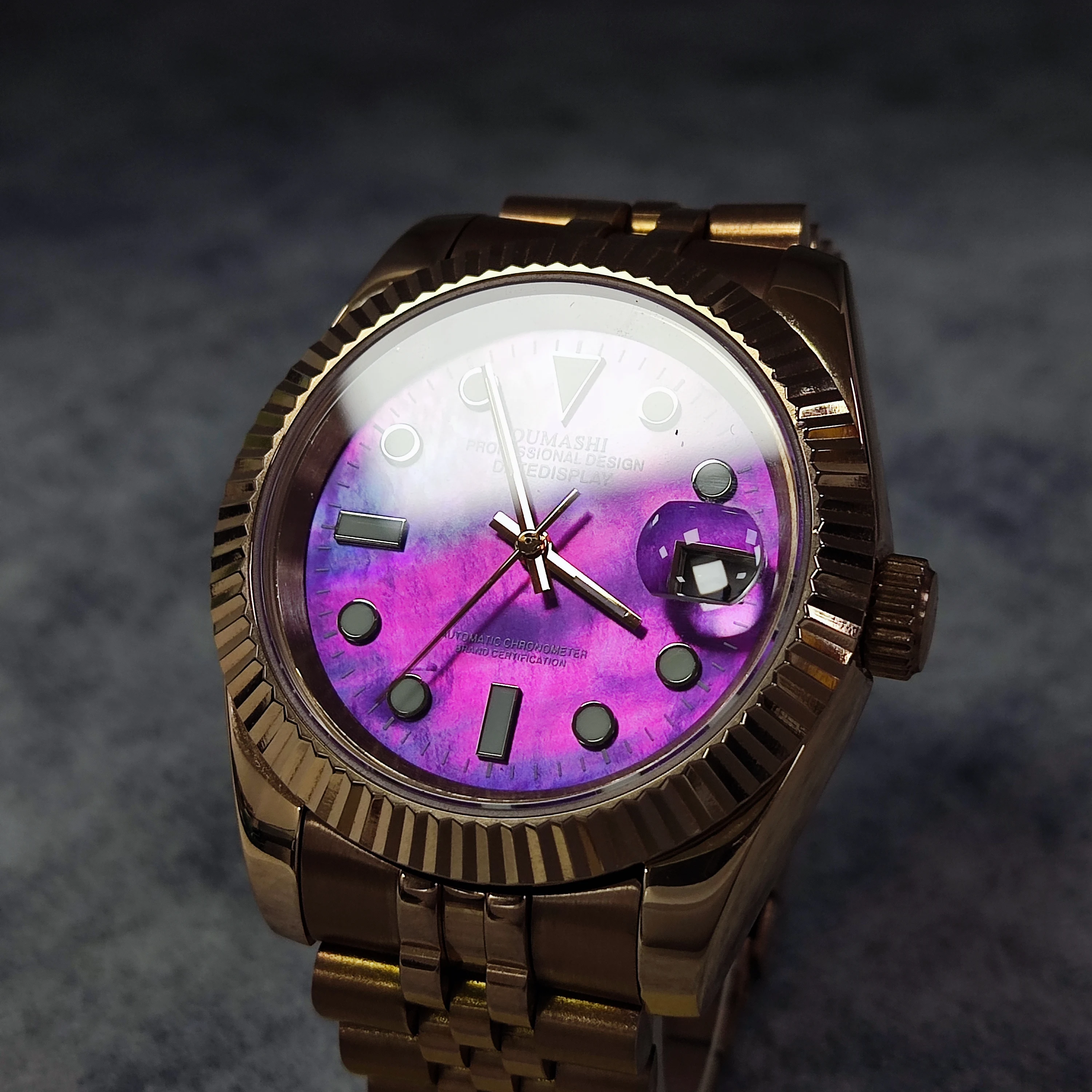 Customize Logo 39mm/36mm Automatic Mechanical Watch Mother of Pearl Dial NH35 Automatic Movement Sapphire Glass Waterproof 10atm