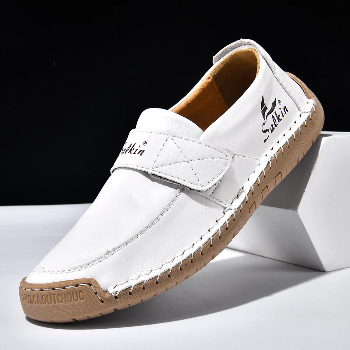 Handmade Men's Slip On Loafers Soft Leather Shoes Lightweight Breathable Driving Shoes Non Slip Daily Casual Outdoor Sneakers - Detail 1