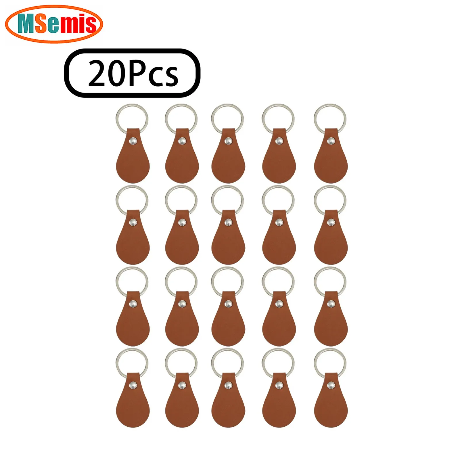 

20Pcs PU Leather Key Fob Kit Key Chain Car Kit with Rivets And Key Rings Keychain Blanks for Engraving Leather Making DIY Keys