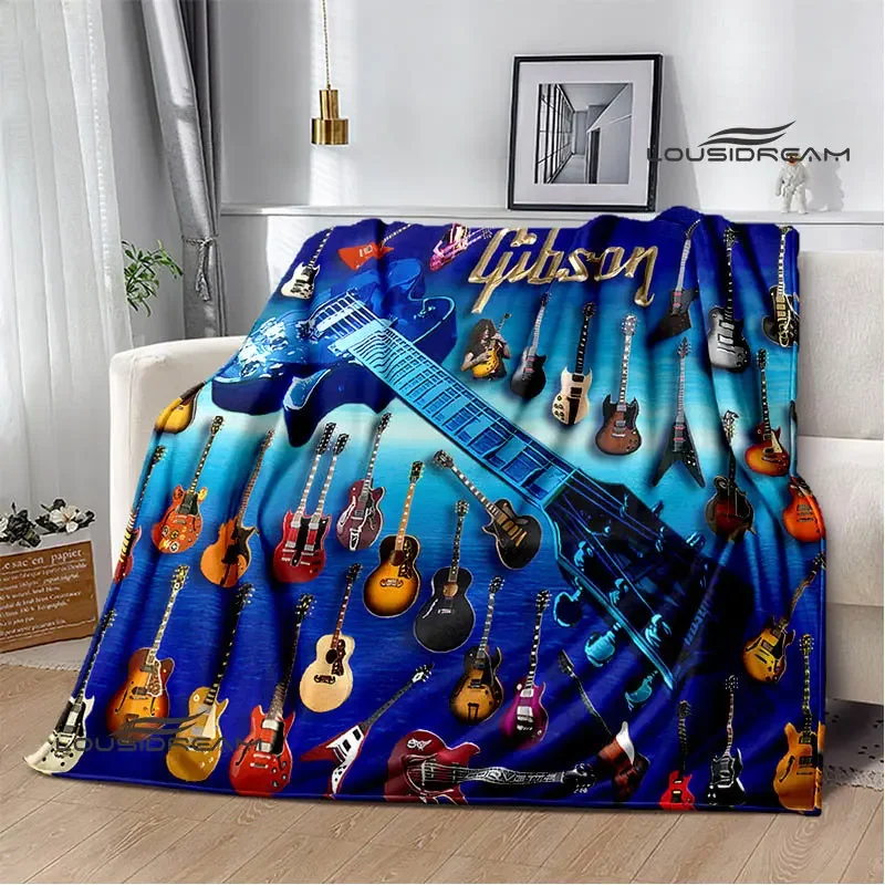 Gibson guitar logo printed blanket Flange warming blanket picnic blanket Home Travel blanket bed linings Birthday Gift